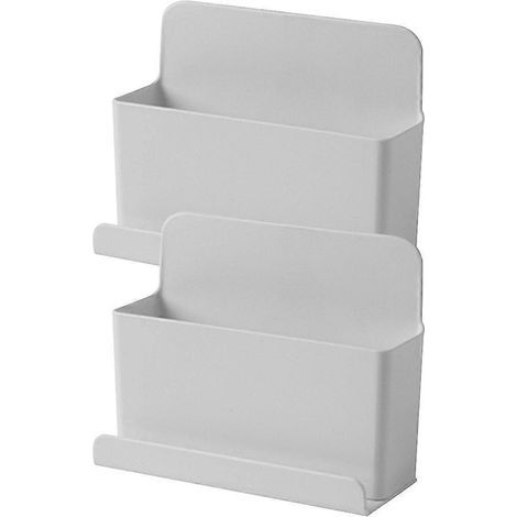 Set mit 2 schwebenden Wandaufbewahrungsboxen für Fernbedienungen, Wandregale und Schlafzimmerablagen. – 12 x 9,6 cm – Hellgrau (1/4)