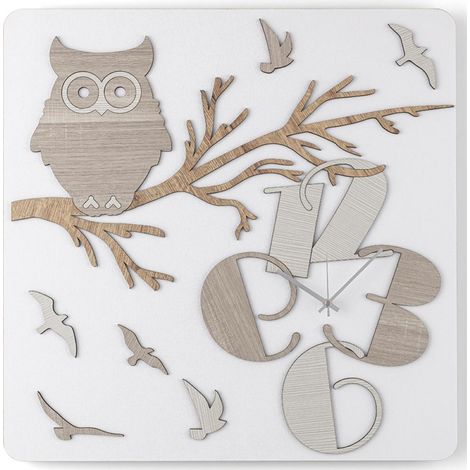 Orologio quadrato 30X30 cm da parete in legno laminato GUFO BRC