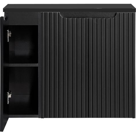 Mobile Sottolavabo NEWPORT da Parete con 3 Ante e Ripiano 80x60x40 cm - Nero [en.casa]
