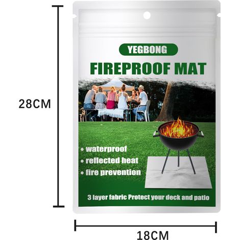 Filiyano-Tapis anti-feu pour pelouse, tapis ignifugé pour barbecue extérieur, tapis de protection rectangulaire argenté (1/4)