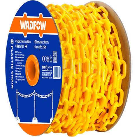 Catena in plastica gialla WADFOW, diametro 6 mm, 25 m, polipropilene, alta visibilità