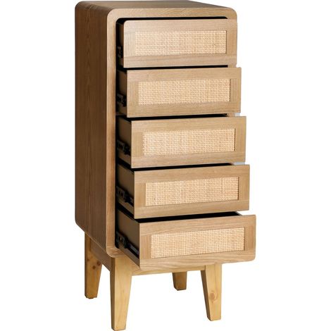 Commode sinfonier style nordique en bois clair design épuré - Bois naturel clair et blanc (1/5)