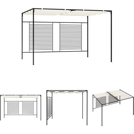 Grill - vidaXL Pavillon mit Ausziehbarem Dach 3x4x2,3 m Cremeweiß 180 g/m² - Familientreffen (1/5)