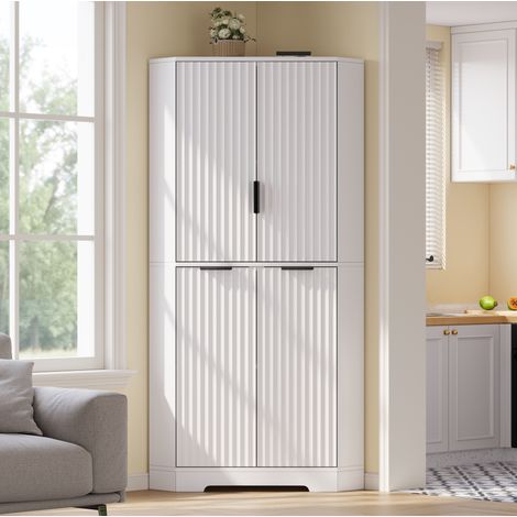 Armadio angolare 4 ante con ripiani regolabili, 60 x 60 x 172 cm, bianco DESVIAE (1/5)