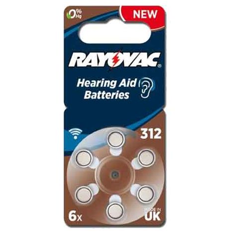 PILA PER ACUSTICA 'RAYOVAC 312' Blister 6 Pezzi - 10 confezioni