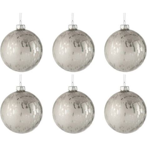 Lot de 6 Boules de Noël "Brillant" 8cm Argent