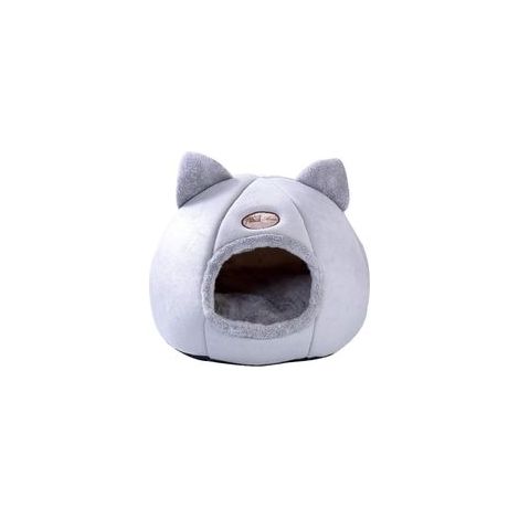 Nid de Chat Niche pour Chat, Grotte Antidérapant pour Animaux Doux Chaud lit Amovible Fermé Matelas Pliable Coussin for Animal (32 x 32 x 35 cm (Environ 5 kg pour Les Chat), Gris)