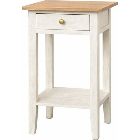 Mesa blanca de estilo retro inglés con un cajón para el salón y el dormitorio. (1/5)