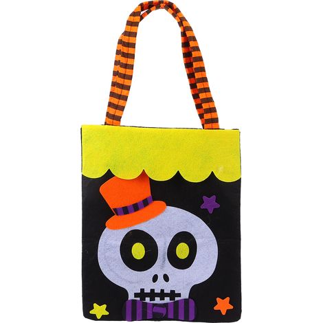 Halloween Tote Bag NonWoven Fabric Trick Or Treat Home Party Decoration Storage Prop Handbag(Skull ) (1/5)