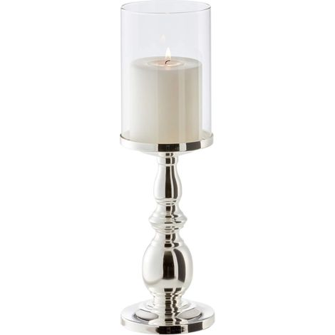Photophore Mascha H 34 cm, argenté, avec Verre (1/5)