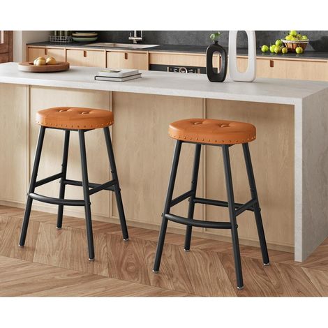 Barhocker 2er Set 62cm hoch mit PU-Bezug, braun/schwarz (1/5)