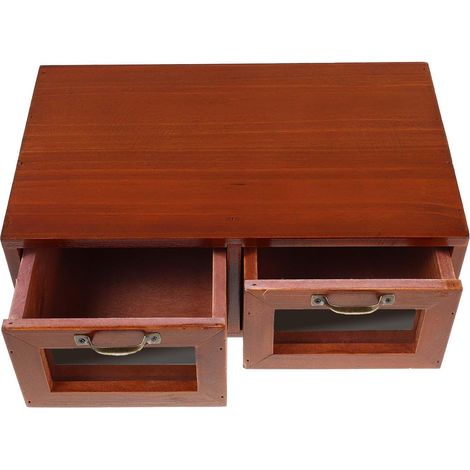 Support Tiroirs D'ordinateur Bois avec Écran en Portable  Rangement de Bureau Acrylique, Design Élégant, Usage au Bureau, Boîte Organisatrice Incluse (1/5)