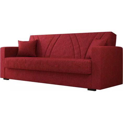 divano letto bellahome "ibiza" 3 posti tessuto rosso, 214x89x81 cm (1/4)