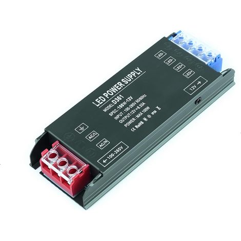 Transformateur 220V 12V Alimentation 100W LED Driver, AC 220V à DC 12V 8,33A 100W Ultra Mince Transfo Alimentation à Découpag Adaptateur à Tension Constante Basse Tension pour Ruban LED