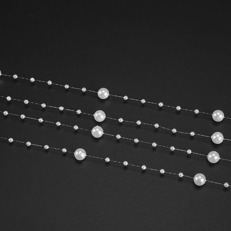 Ruban de perles artificielles 60m, perles 8+3mm, décoration mariage fête, rideau DIY blanc, guirlande ornementale (1/3)