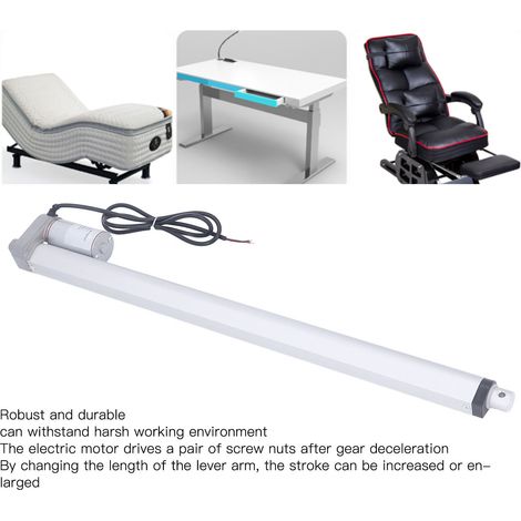 Vérin électrique linéaire 24V 500mm course, poussée 750N, IP65, blanc, pour fauteuil massant, avec télécommande et contrôleur (1/5)