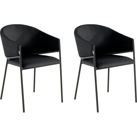 Martha-Chaise de salle à manger Pack de 2 Noir
