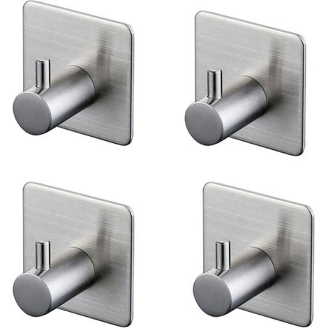 3M Klebehaken, Badezimmer-Wandhaken, Edelstahl, 4 Stück