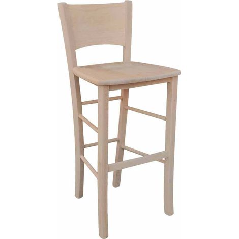 Taburete Lucy en madera de haya cruda para pintar con asiento macizo