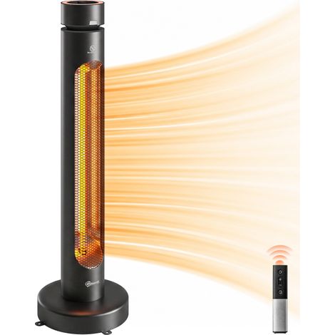 Radiateur electrique carbone 2000w, chauffage sur pied, telecommande, coloris rouge (1/5)