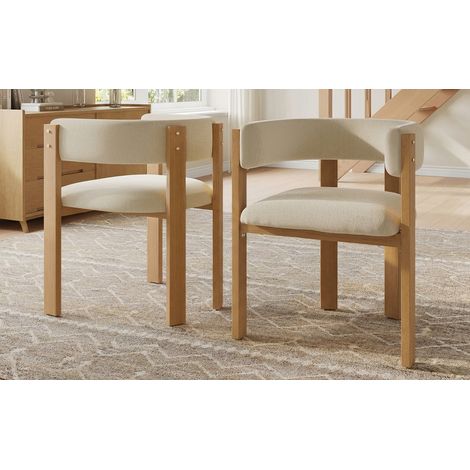 Chaise salle à manger ergonomique (2 pcs) rembourrage épais, pieds fer robustes, aspect bois – respirante, facile à nettoyer, pour salon/chambre (1/4)