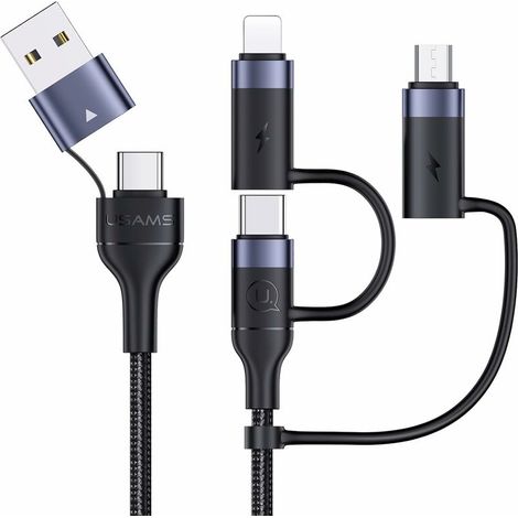 Chargeur pour électroportatif Câble Multi USB 60W, wiredge 6 en 1 Multi Chargeur USB Câble de Charge Rapide en Nylon PD 3A 1.2M USB A/USB C vers USB C (60W)/(20W) Câble USB C universel pour Laptop, ta (1/4)