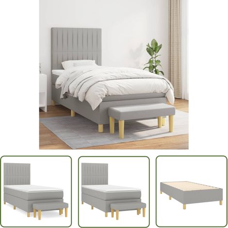 The Living Store Boxspringbett mit Matratze Hellgrau 90x190 cm Stoff - Boxspringbett - Doppelbett - Schlafraum - Bettgestell - Bettauflage (1/5)