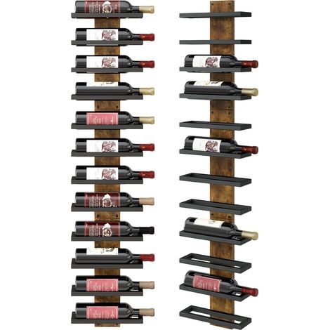 Porte Bouteille Mural 12 Bouteille,Étagère à vin Bois,Marron TMJ913H (1/5)