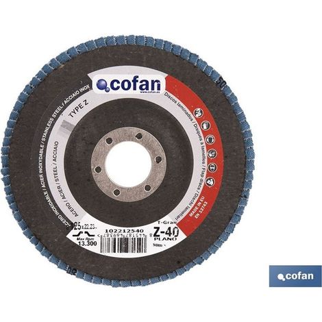Disque laminé professionnel de 125 mm, grain 40-120, pour acier et acier inoxydable (1/4)