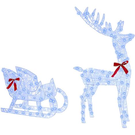 Reindeer Pull Sleigh Blue 70 x 24 x 128 cm Acrylic 200 LEDs vidaXL