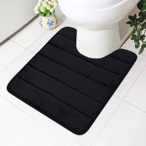 Tapis de salle de bain en mousse à mémoire de forme (noir), 50x60 cm, envers antidérapant, doux et absorbant, adapté aux toilettes et salles de bain (1/5)