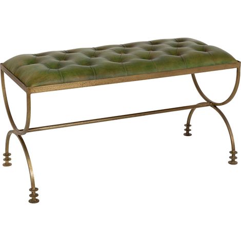 Banco de cuero verde 88x38x48h cm (1/5)