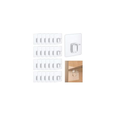 Lot de 24 Supports d'étagères Autocollants, 6 x 6 cm Chevilles de Support d'Étagère, Transparent D'étagère Supports Adhésifs, Supports Muraux Adhésifs