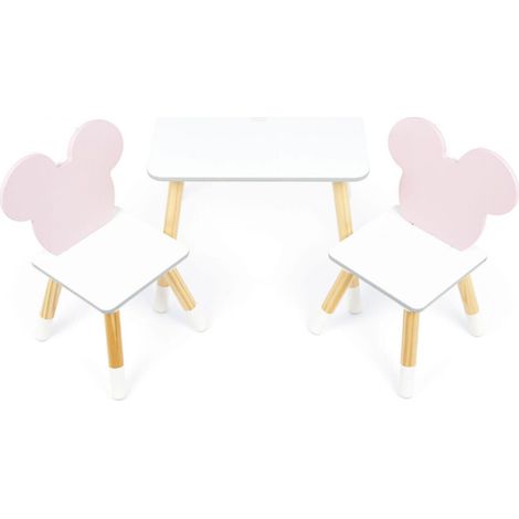 Ensemble Table En Bois - MINNIE (50X50X44CM) + 2 Chaises (26,5X26,5X50CM) (1/5)