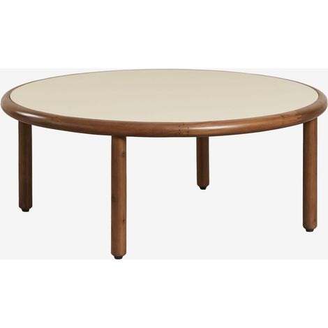 SKLUM Runder Couchtisch Olivia aus Akazienholz Beige Semoline - Akazienbraun dunkel Ø80 cm                                 