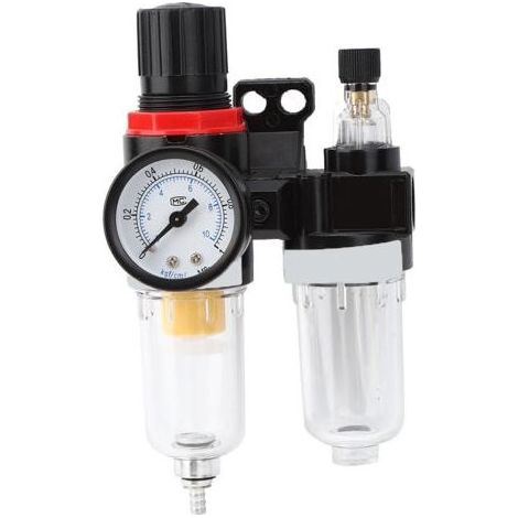 Filtre Régulateur pour Air Comprimé 1/4" Pression Piège À Humidité Huile Eau Lubrificateur Séparateur Réducteur Compresseur pneumatiques gaz Jauge Connecteur (1/5)