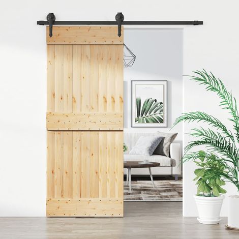 Puerta corredera con herrajes madera maciza de pino 85x210 cm vidaXL