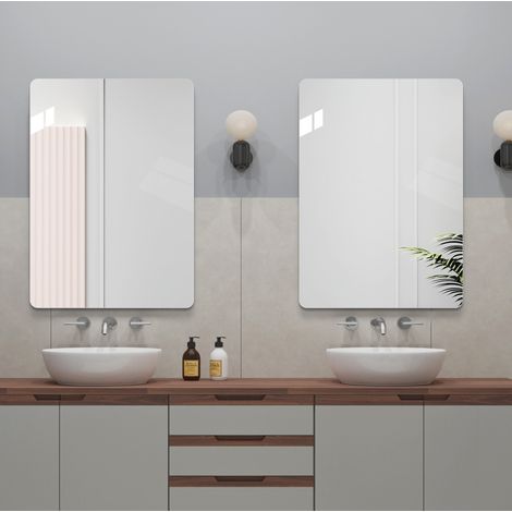 Specchio da bagno da parete senza cornice 50 x 70 cm in vetro argento MODENUIT (1/5)