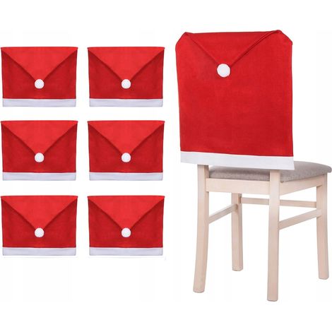 BEZUG FÜR STUHL WEIHNACHTSMANNMÜTZE SET 6Stk