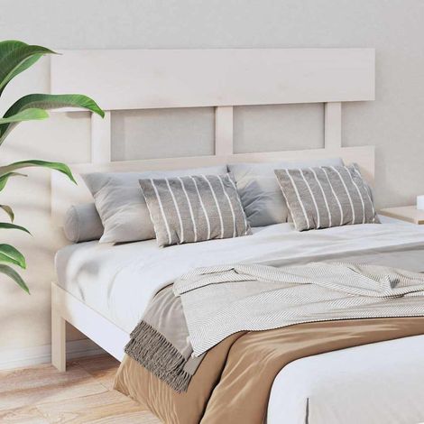 vidaXL Cabecero de cama madera maciza de pino blanco 124x3x81 cm (1/5)