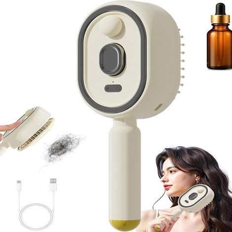 Brosse vapeur lissante 2 en 1 rechargeable - Spray d'eau - Massage coussin d'air rétractable - Anti-frisottis - Crème (1/5)