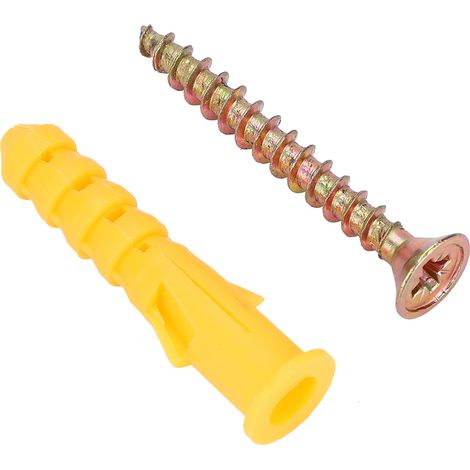 Cheville d'expansion en plastique M8 avec vis autotaraudeuses, kit de fixation murale, quincaillerie de bricolage, lot de chevilles et vis robustes pour béton, placo et parpaing. (1/5)