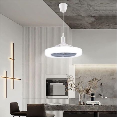 ZOLGINAH Ventilador de Techo con Luz, E27 12W Pequeño Ventilador de Techo Silencioso, Luz de Techo LED para Dormitorio Cocina Oficina (1/4)