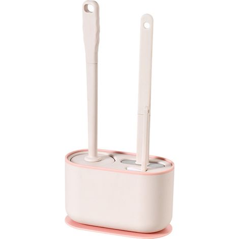 Juego de escobilla y soporte para inodoro XL con mango largo, montaje en pared, antigoteo, color rosa Sakura, PP y elastómero, 3 piezas, para una limpieza a fondo. (1/5)