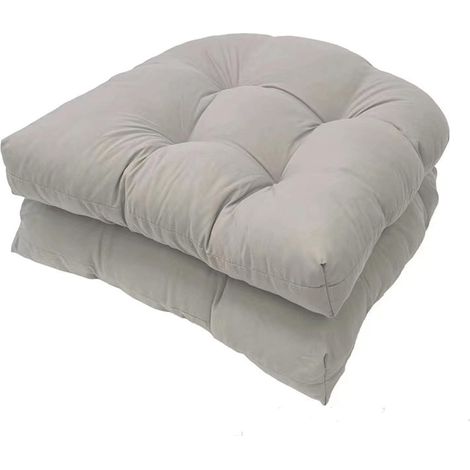 Lot de 2 coussins de chaise d'extérieur pour balcon : coussin d'assise semi-circulaire imperméable à dossier bas 48 x 48 cm d'épaisseur avec liens pour chaises de bureau (1/5)