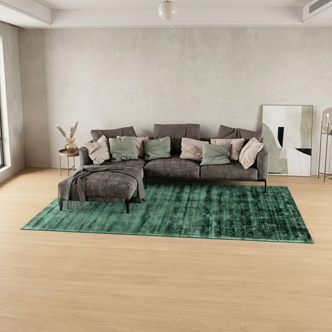 Tapis en viscose Chester - Viskosetapis  - 200x140cm, Rectangular - 100% Viscose - Tufté main - Vert de mer