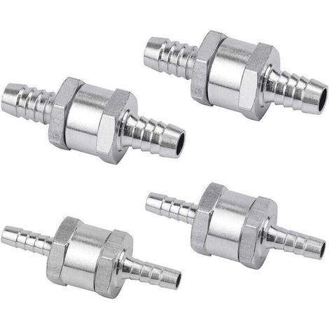 Set de 4 Clapet Anti-retour Gasoil 6/8/10/12mm, Valve à Carburant en Alliage d'aluminium avec Flèche pour pour Essence Diesel Voiture Bateau Moto (1/4)