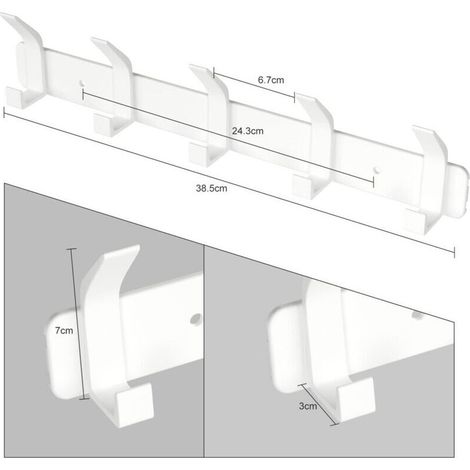 Wandgarderobe, Badezimmerhaken mit 5 Haken zum Aufhängen von Rucksäcken, Jacken und Hüten, Türhänger – Weiß