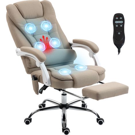 Fauteuil Kendric Bureau Massant Chauffant Confort Ergonomique Beige