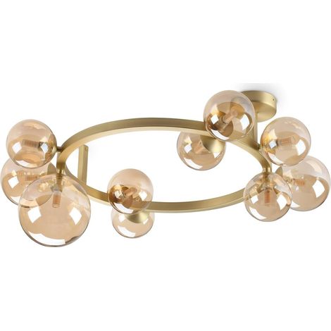Plafoniera Contemporanea Perlage Metallo Ottone 10 Luci G9 15W 3000K Ip20 (1/3)